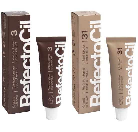 Picture of RefectoCil Cream Hair Dye 2-Pack - Professional Hair Tint for Long-Lasting Color - Natural Brown (#3) + Light Brown (#3.1)