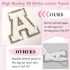 Picture of Small Initial Patch Makeup Bag Personalized Gifts Make Up Bag,White Cute PU Leather Glitter Letter Cosmetic Bag with Zipper,Trendy Portable Travel Toiletry Pouch,Preppy Stuff for Teen Girls Women T