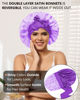 Picture of Satin Bonnet for Women Silk Bonnets for Sleeping Curly Hair Bonnet with Elastic Tie Band Reversible Double Layer Sleep Cap Hair Wrap (Purple)
