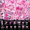 Picture of Sinyanail 300pcs Nail Art Charms Kit,Over 100pcs Mixshape Resin Nail Gems and 100 pcs Mixed Flatback Nail Rhinestones Pearls with Over 100pcs Nail Sequins for Nail Art Accessories (Pink)