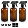 Picture of Worldgsb Glass Spray Bottles, 16oz Amber Glass Spray Bottles with Labels & Adjustable Nozzle, Reusable Containers for Cleaning, BBQ, Food, Plants, Alcohol, Essential Oils(3 Pack)