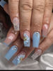 Picture of Set 10Pcs Blue 3D Sweet Season Poinettia (5 Petals) Flower Nail Art Charms Handmade by Acrylic Powder Design Acrylic Nail Art for Women Girls (Blue-10Pcs)