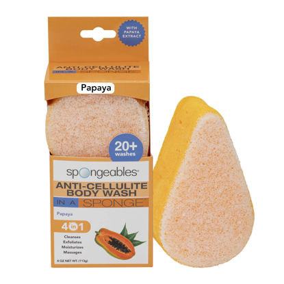Picture of Spongeables Anti Cellulite Body Wash in a 20+ Wash Sponge, Papaya, 1 Count
