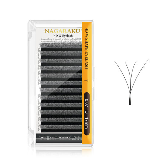 Picture of NAGARAKU W Eyelash Extension 4D Volume Premade 0.07mm D curl 17mm Faux Mink Matte Black Cluster Easy Fanning yy Eye Lashes