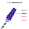 Picture of MelodySusie Professional 5 in 1 Nail Drill Bits, 3/32'' Carbide Tungsten Multi-function Bits, Suitable for Manicure Pedicure Cuticle Gel Polishing, Technicians Bits, Purple, Series Bit-M, Medium