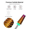 Picture of MelodySusie Professional 5 in 1 Nail Drill Bits, 3/32'' Carbide Tungsten Multi-function Bits, Suitable for Manicure Pedicure Cuticle Gel Polishing, Technicians Bits, Purple, Series Bit-M, Coarse