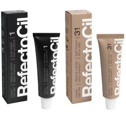 Picture of RefectoCil Cream Hair Dye 2-Pack - Professional Hair Tint for Long-Lasting Color - Black (#1) + Light Brown (#3.1)