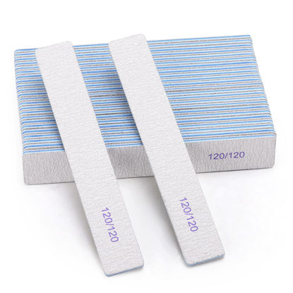 Picture of 25 Pieces 120 Grit Rectangle Nail Files for Acrylic Nails and Natural Nails, Reusable Nail Buffers Double Sided Emery Boards Manicure Tools