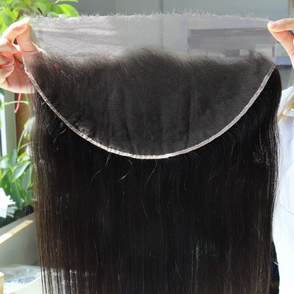 Picture of BEEOS 13x6 HD Lace Frontal Only, 0.10mm Ultra-thin Invisible Film Lace Straight Virgin Human Hair Frontal Pre Plucked Natural Hairline 20 Inch