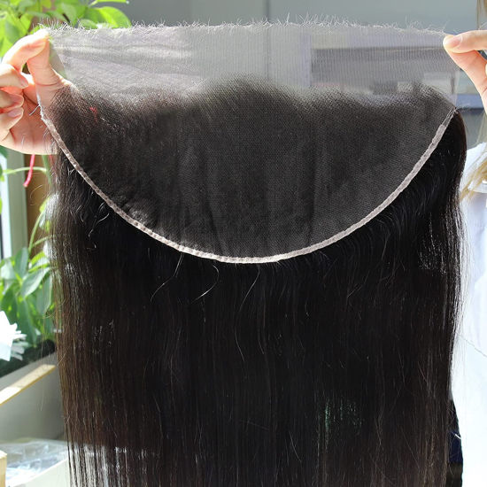 Picture of BEEOS 13x6 HD Lace Frontal Only, 0.10mm Ultra-thin Invisible Film Lace Straight Virgin Human Hair Frontal Pre Plucked Natural Hairline 20 Inch