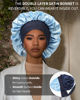 Picture of Satin Bonnet for Women Silk Bonnets for Sleeping Curly Hair Bonnet with Elastic Tie Band Reversible Double Layer Sleep Cap Hair Wrap (Navy Blue+Light Blue)