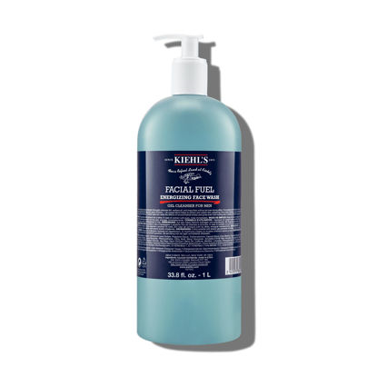 Picture of Kiehl's Facial Fuel Face Wash, Refreshing + Invigorating Men's Gel Cleanser, with Caffeine, Vitamin E and Menthol, Non-Drying Formula Moisturizes Skin, Great for Clogged Pores - 33.8 fl oz