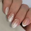 Picture of Enppode French Tip Nails Short Press on Nails Almond Fake Nails White Nails Glossy Nails for Women 24 PCS/Set