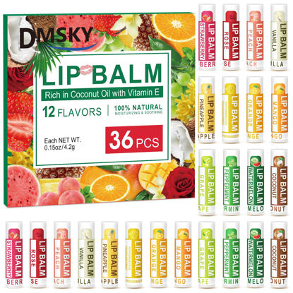 Picture of DMSKY 36 Pack Lip Balm, Natural Lip Balm Bulk with Vitamin E and Coconut Oil, Lip Care Product, Moisturizing Soothing Chapped Lips