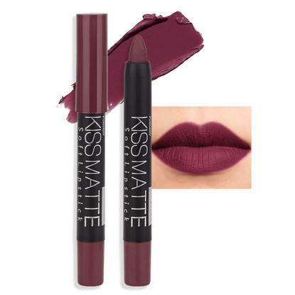 Picture of evpct DNM 1Pcs Dark Grape Purple Matte Lipstick and Lip Crayon Liner Pencil Set for Women Lip Stain Long Lasting Waterproof labiales mate magicos 24 horas originales pintalabios permanente 24 horas 03