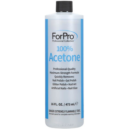 Picture of ForPro Professional Collection 100% Pure Acetone, Professional Nail Polish Remover for Natural, Artificial, Acrylic, and Sculptured Nails, Removes Gel Polish, Glue, and Glitter, 16 fl. oz.