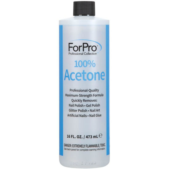 Picture of ForPro Professional Collection 100% Pure Acetone, Professional Nail Polish Remover for Natural, Artificial, Acrylic, and Sculptured Nails, Removes Gel Polish, Glue, and Glitter, 16 fl. oz.