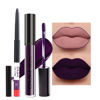 Picture of evpct 2Pcs Dark Deep Purple Plum Black Matte lipstick and Lip Liner Pencil Makeup Set for women DNM Matte Smudge Proof Lipstick Lip Stain Long Lasting Waterproof labiales mate 24 horas originales 20#