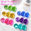 Picture of Born Pretty Cat Magnetic Eye Gel Nail Polish Neon Glazed Glass Crystal Magnetic Gel Spring Summer Yellow Green Pink Blue Purple Translucent Gel Polish Set Manicure Nail Art DIY at Home