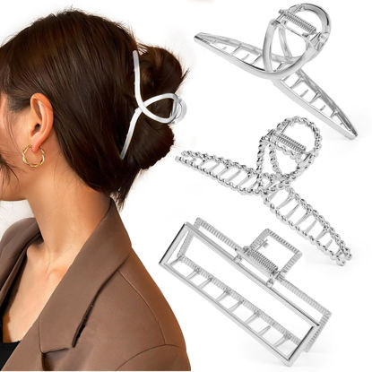 Picture of Mehayi 3 PCS Metal Large Hair Claw Clips for Thick Heavy Hair, Big Non-Slip Hair Catch Barrette Jaw Clamp, Strong Hold Claw Barrettes for Long Hair, Fashion Hair Styling Accessories for Women Girls