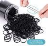 Picture of HOYOLS 3/4” Inches Black Hair Rubber Bands for Hair Ties Small Mini Elastics Bands Large Braiding Ponytail Holders for Baby Toddler Girls Kids No Damage 600pcs (M) Latex-Free