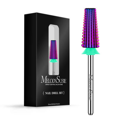 Picture of MelodySusie Professional 5 in 1 Nail Drill Bits, 3/32'' Carbide Tungsten Multi-function Bits, Suitable for Manicure Pedicure Cuticle Gel Polishing, Technicians Bits, Purple, Series Bit-M, Coarse