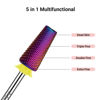 Picture of MelodySusie Professional 5 in 1 Nail Drill Bits, 3/32'' Carbide Tungsten Multi-function Bits, Suitable for Manicure Pedicure Cuticle Gel Polishing, Technicians Bits, Purple, Series Bit-M,Extra Fine