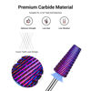 Picture of MelodySusie Professional 5 in 1 Nail Drill Bits, 3/32'' Carbide Tungsten Multi-function Bits, Suitable for Manicure Pedicure Cuticle Gel Polishing, Technicians Bits, Purple, Series Bit-M, Medium