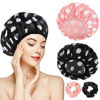 Picture of 2 Sets Large Shower Caps for Women, Waterproof Shower Cap Double Layers Bath Caps Stocking Stuffers for Women Long Thick Hair