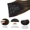 Picture of DOORES Seamless Clip in Hair Extensions Real Human Hair, Dark Brown to Chestnut Brown 24 Inch 7pcs 120g, Human Hair Remy Clip in Hair Extensions Straight Invisi Edge Hair Extensions Hair Skin Weft