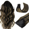 Picture of DOORES Hair Extensions Real Human Hair, Natural Black to Chestnut Brown 14 Inch 130g 9pcs, Clip in Remy Human Hair Extensions Seamless Clip ins Straight Hair Invisi Edge Hair Extensions Remy Hair