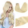Picture of DOORES Seamless Clip in Hair Extensions Real Human Hair, Bleach Blonde 18 Inch 7pcs 110g, Invisi Edge Hair Extensions Human Hair Extensions Clip in Extensions Straight Hair Remy Hair Extensions