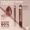 Picture of Real Techniques Makeupsaver Sponge + Brush Trio, Makeup Blending Sponge & Brushes For Liquid & Cream Formulations, Mimics Finger Application & Reduces Makeup Waste, Cruelty & Latex-Free 3 Piece Set