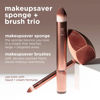 Picture of Real Techniques Makeupsaver Sponge + Brush Trio, Makeup Blending Sponge & Brushes For Liquid & Cream Formulations, Mimics Finger Application & Reduces Makeup Waste, Cruelty & Latex-Free 3 Piece Set