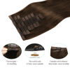 Picture of DOORES Clip in Hair Extensions, Chocolate Brown 130g 9pcs 14 Inch Virgin Human Hair Clip in Extensions, Invisible Edge Clip in Hair Extensions, Real Hair Extensions Clip in Human Hair