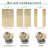 Picture of DOORES Hair Extensions Clip in Human Hair, 5pcs 80g 18 Inch Balayage Ash Blonde to Golden Blonde and Platinum Blonde Clip in Hair Extensions Straight Natural