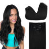 Picture of DOORES Hair Extensions Clip in Hair Extensions, 5pcs 80g Jet Black 18 Inch Remy Clip in Hair Extensions Real Human Hair Straight Natural Hair Extensions