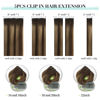 Picture of DOORES Clip in Hair Extensions, 5pcs 75g Balayage Chocolate Brown to Caramel Blonde 14 Inch Real Human Hair Extensions Clip in Natural Straight Hair Extensions