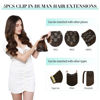 Picture of DOORES Clip in Hair Extensions, 5pcs 75g Balayage Chocolate Brown to Caramel Blonde 14 Inch Real Human Hair Extensions Clip in Natural Straight Hair Extensions
