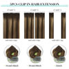 Picture of DOORES Clip in Human Hair Extensions, 5pcs 85g 22 Inch Balayage Chocolate Brown to Caramel Blonde Hair Extensions Clip in Silky Straight Natural Hair