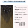 Picture of DOORES Hair Extensions Clip in Human Hair, Chocolate Dip Color Melt 14 Inch 7pcs 120g, Clip in Human Hair Extensions Real Hair Extensions Natural Straight