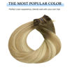 Picture of DOORES Clip in Human Hair Extensions, Light Ash Brown to Light Blonde Highlighted Golden Blonde 14 Inch120g 7pcs, Straight Real Hair Extensions Clip in Remy Extensions Natural Hair Extensions