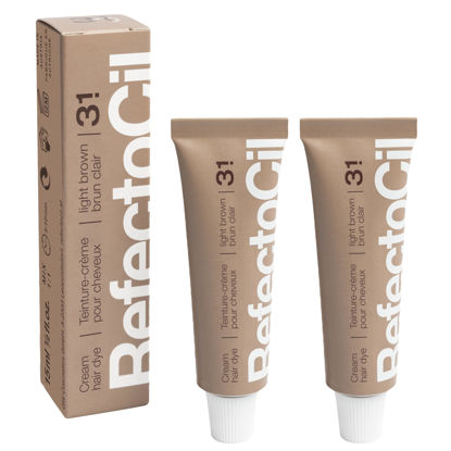 Picture of RefectoCil Cream Hair Dye 2-Pack - Professional Hair Tint for Long-Lasting Color - Light Brown (#3.1)
