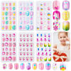 Picture of 144 Pieces Press on Nails Grils, Thrilez Children Fake Artificial False Nail Tips Pre Glue Full Cover Short Acrylic Nails for Girls Kids Nail Art Decoration (Rainbow Sky)