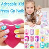 Picture of 144 Pieces Press on Nails Grils, Thrilez Children Fake Artificial False Nail Tips Pre Glue Full Cover Short Acrylic Nails for Girls Kids Nail Art Decoration (Rainbow Sky)