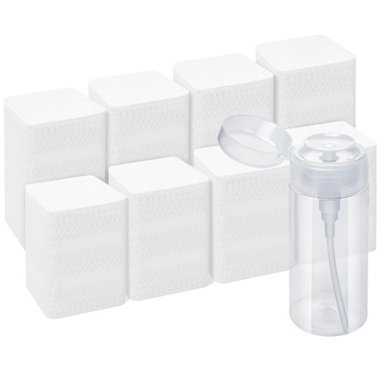 Picture of Lint Free Nail Wipes, Acetone Nail Polish Remover 1080PCS with Pump Dispenser, Gel Nail Polish Remover Pads Soft Non-Woven Nail Wipes for Nail Polish Remover and Acrylic Nail Supplies