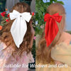 Picture of Velscrun Red Black White Hair Bows for Women Girls, Silky Satin Large Coquette Bow Oversized Hair Ribbons Big Bows Clip, Long Tail Bowknot Hair Barrettes Halloween Christmas Hair Bow Accessories