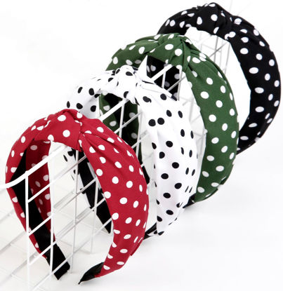 Picture of Christmas Polka Dot Headbands for Women Knotted Headbands for Girls Cute Top Knot Head Bands for Women's Hair Non Slip Fashion Hair Accessories for Women Girls