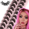Picture of FANXITON Mink Lashes False Eyelashes Dramatic Fluffy Mink Lashes Wispy 19 MM Curly Natural Look 3D Fake Eyelashes 10 Pairs Pack