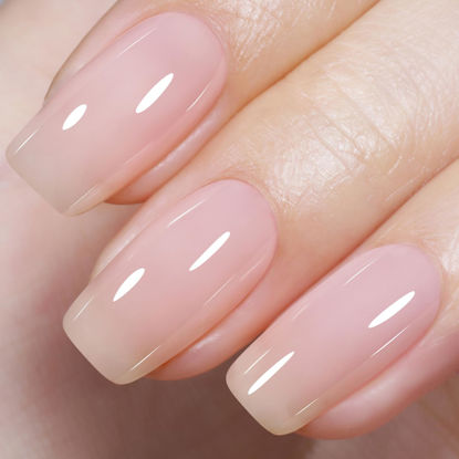 Picture of AILLSA Milky Pink Gel Nail Polish Sheer Neutral Nude Gel Polish Light Natural Color Translucent Gel Polish Long Lasting Jelly Pink Soak Off U V Gel for French Manicure Nail Art at Home 0.51 Fl Oz